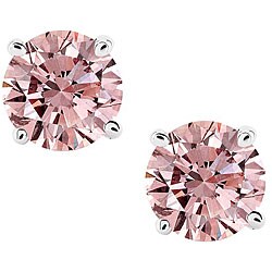 14k White Gold 1ct TDW Pink Diamond Stud Earrings (SI1)