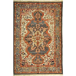 Hand-knotted Turkistan Ivory/ Green Rug (9' x 12')