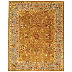Handmade Heritage Shahi Brown/ Blue Wool Rug (6' x 9')