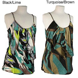 T-Bags Women's Silk Pattern Top with Chain Link Straps