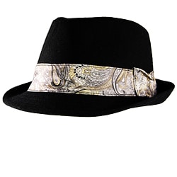 Yesac Unisex Black Wool Fedora Hat