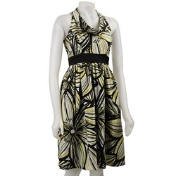 Max & Cleo Women's Citrus Floral Cowl-neck Dress