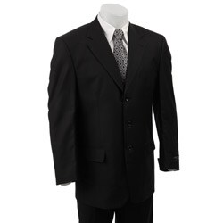Eddie Domani Men's Black 3-button Suit