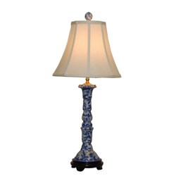 Blue and White Floral Candlestick Lamp