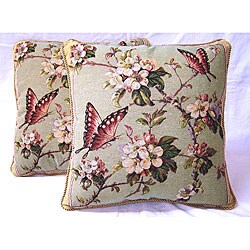 Dogwood 20-inch Tapestry Pillows (Set of 2)