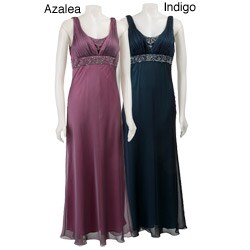 Patra Women's Beaded Chiffon Empire Waist Dress