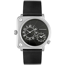 Giordano Men's Dual Time Black Leather Watch