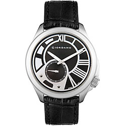 Giordano Men's Black Leather Watch