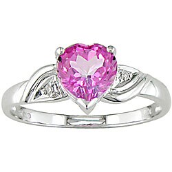 10k White Gold Pink Topaz and Diamond Ring