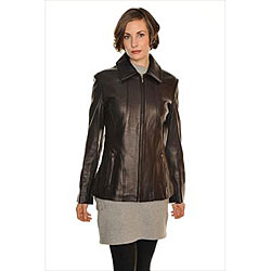 Liz Claiborne Women's Seamed Leather Jacket