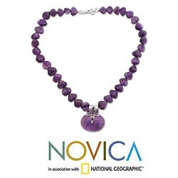 'Love Mysteries' Amethyst Pendant Necklace (India) 