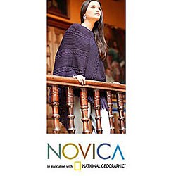 Alpaca Wool 'Double Plum Braids' Poncho (Peru)