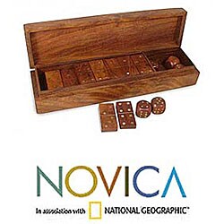 Wood 'Leisure' Box and Dominoes (India)