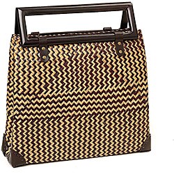 Dark Brown/ Natural Bulrush Cross-weave Handbag (Thailand)