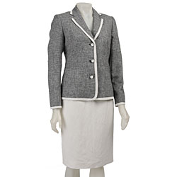 Calvin Klein Women's Black/ White Linen Skirt Suit