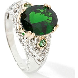 Michael Valitutti 14k Chrome Diopside and1/6ct TDW Diamond Ring