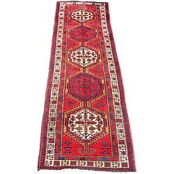 Persian Hamadan Red/ Ivory Rug (3'5 x 11')
