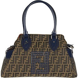 Fendi 'Du Jour' Tobacco/ Blue Studded Bag