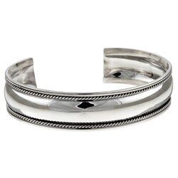 Sterling Essentials Sterling Silver 7-inch Antique Finish Cuff Bracelet