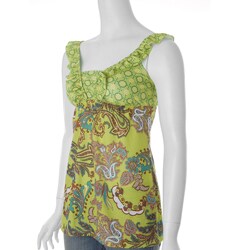 Self Esteem Junior's Kiwi High-waist Floral Tank Top