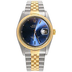 Pre-owned Rolex Datejust Men's Two-tone Blue Dial Watch