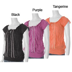 Self Esteem Junior's Banded Bottom Knit Peasant Top
