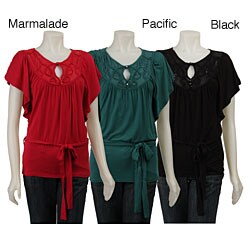 Kische Women's Belted Flutter-sleeve Top