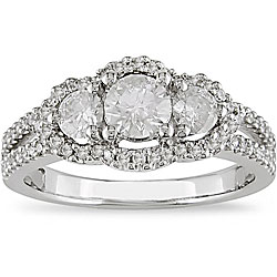 14k White Gold 1ct TDW Diamond 3-stone Ring (I-J, I2-I3)