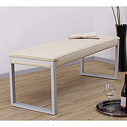 Creme Manhattan Leather Bench
