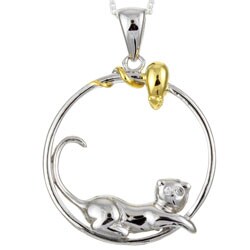 Meredith Leigh Sterling Silver Cat and Mouse Necklace