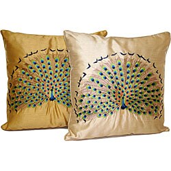 Peacock Embroidered Pillow