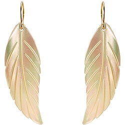 10k Yellow Gold Mother of Pearl Leaf Earrings