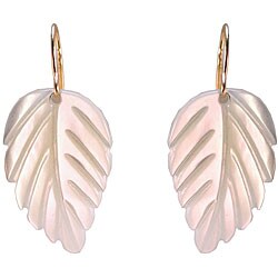 10k Yellow Gold Mother of Pearl Leaf Earrings