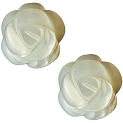 10k Yellow Gold Mother of Pearl Flower Stud Earrings