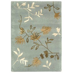 Handmade Soho Twigs Light Blue New Zealand Wool Rug (2' x 3')