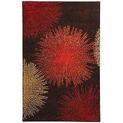 Handmade Soho Burst Brown New Zealand Wool Rug (6' x 9')