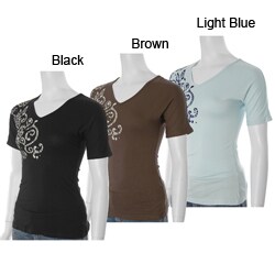 Everyday Brand Junior's Embellished V-neck Top