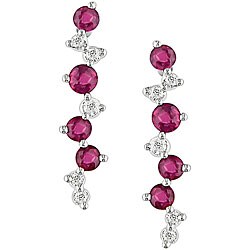 14k Gold Ruby and 1/10ct TDW Diamond Earrings