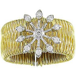 18k Gold 1/5ct TDW Adjustable Snowflake Ring