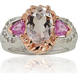 Michael Valitutti 14k Gold Morganite, Sapphire, 1/6ct TDW Diamond Ring