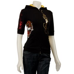 Ed Hardy Intimates Women's Tiger 1/2-sleeve Hoodie