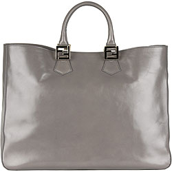 Fendi 'Twins' Grey Vintage Leather Tote Bag