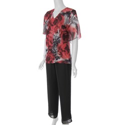 Adi Designs Plus Size Red/ Black 2-piece Pant Suit