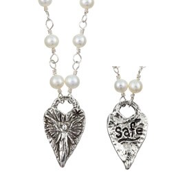 Charming Life Pearl Guardian Angel Charm Necklace