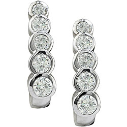 14k White Gold 1ct TDW Diamond J-hoop Earrings (G-H, SI2)