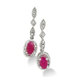 10k White Gold Ruby and Diamond Earrings