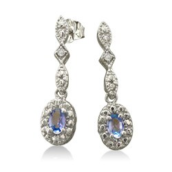 10k White Gold Tanzanite and Diamond Earrings