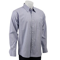 Bruno Men's Blue/ White Stripe Long-sleeve Shirt