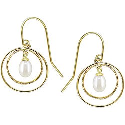14k Yellow Gold FW Rice Pearl Hook Earrings (5-5.5mm)