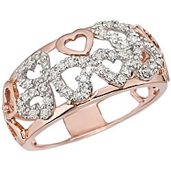 14k White and Pink Gold 1/4ct TDW Diamond Heart Ring (H-I, I1-I2)